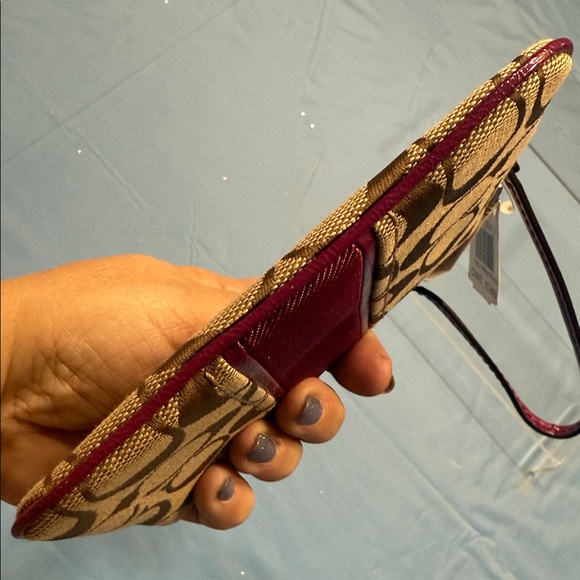 Coach Tan and Burgundy Wristlet - Picture 5 of 6